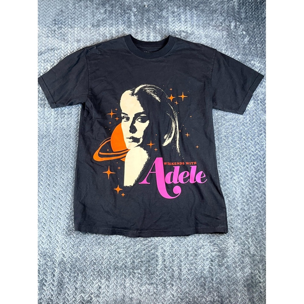 Adele T-Shirt Women Medium Black Graphic Weekends with Adele Las Vegas Crew Neck